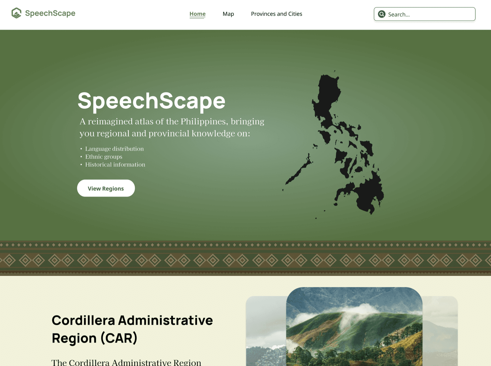 Screenshot of SpeechScape Cordillera (view 1)